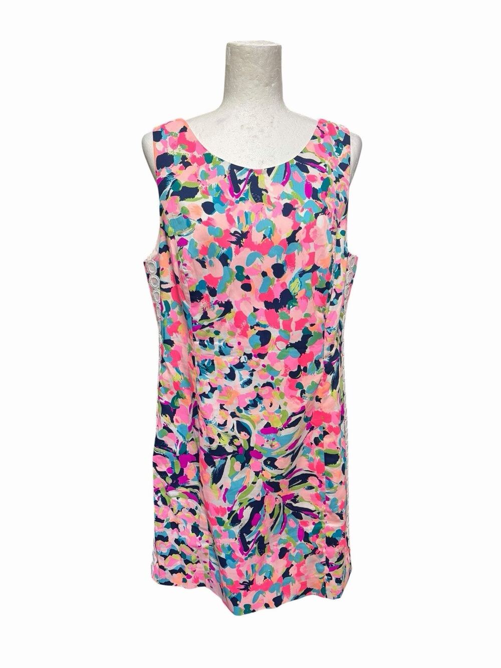 Lilly Pulitzer Mila Shift Dress in Piña Colada Print Pink Sleeveless Size 14